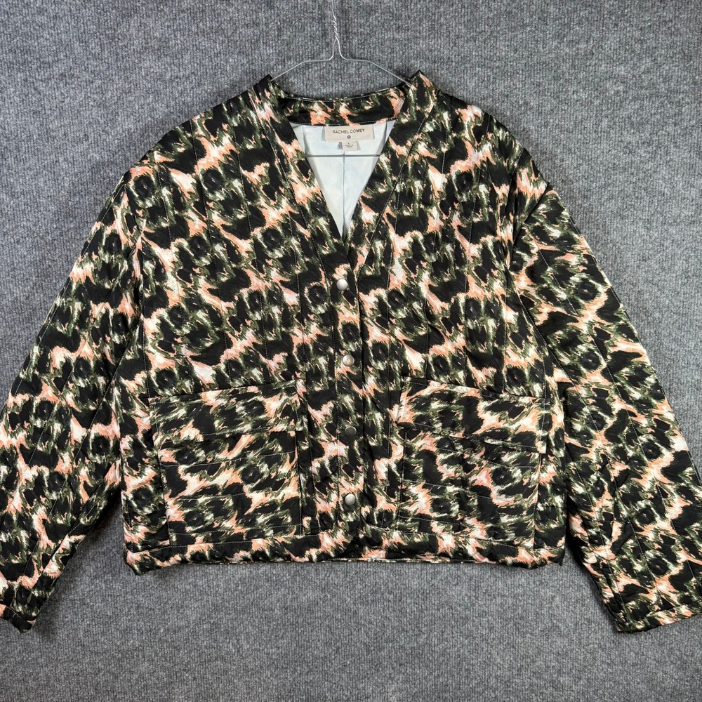 Rachel Comey x Target Quilted Jacket Womens L Green Pink Abstract Ikat Liner